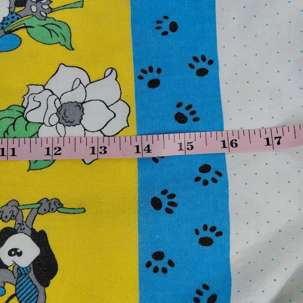VTG Tablecloth 1960s Kitschy Skunk Dog Cotton Dogwood Stinkweed Pastel Unique